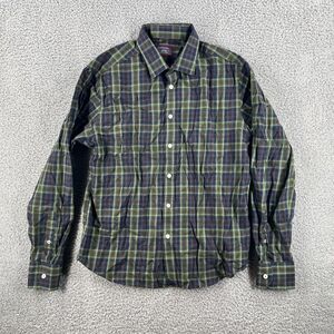 Untuckit Flannel Shirt Medium Blue Green Plaid Long Sleeve Button Up